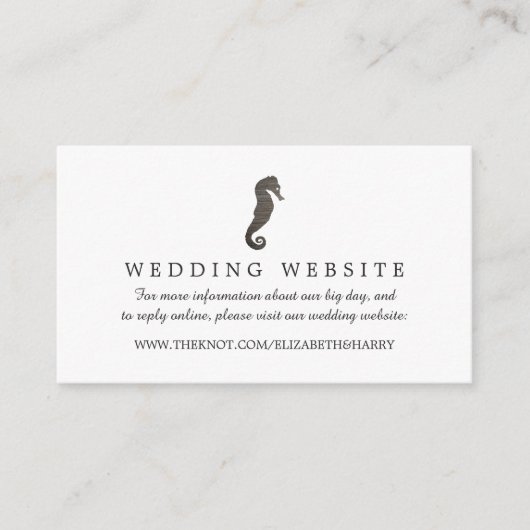 Clay Seahorse Beach Bruiloft Website Informatiekaartje (Voorkant)