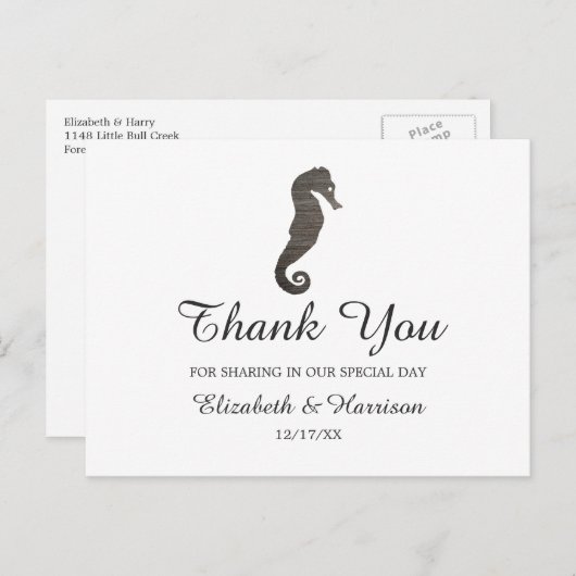 Clay Seahorse Beach Wedding Bedankt Briefkaart (Voorkant / Achterkant)