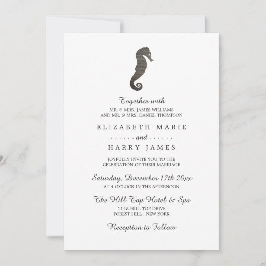 Clay Seahorse Beach Wedding Kaart (Voorkant)