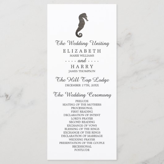 Clay Seahorse Beach Wedding Programmakaart (Voorkant)