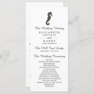 Clay Seahorse Beach Wedding Programmakaart