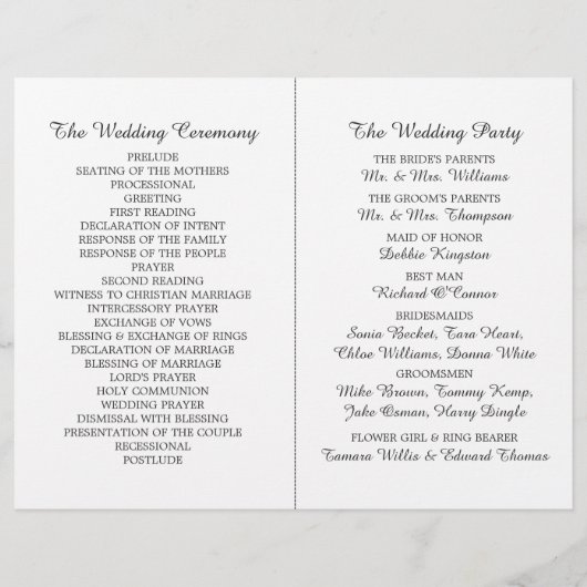 Clay Seahorse Beach Wedding Programme (Achterkant)