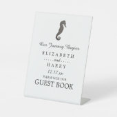 Clay Seahorse Beach Wedding Reclamebord Met Voetstuk (Voorkant)