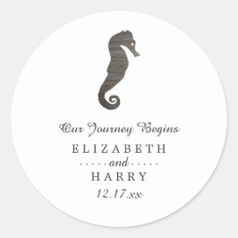 Clay Seahorse Beach Wedding Ronde Sticker