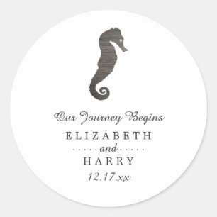 Clay Seahorse Beach Wedding Ronde Sticker