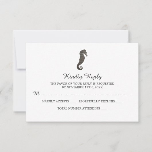 Clay Seahorse Beach Wedding RSVP Kaartje (Voorkant)