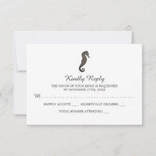 Clay Seahorse Beach Wedding RSVP Kaartje