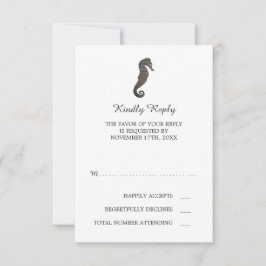 Clay Seahorse Beach Wedding RSVP Kaartje