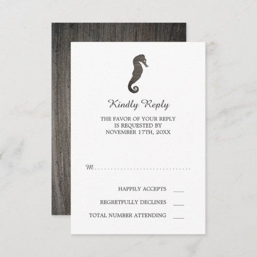 Clay Seahorse Beach Wedding RSVP Kaartje (Voorkant / Achterkant)