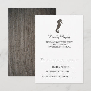 Clay Seahorse Beach Wedding RSVP Kaartje
