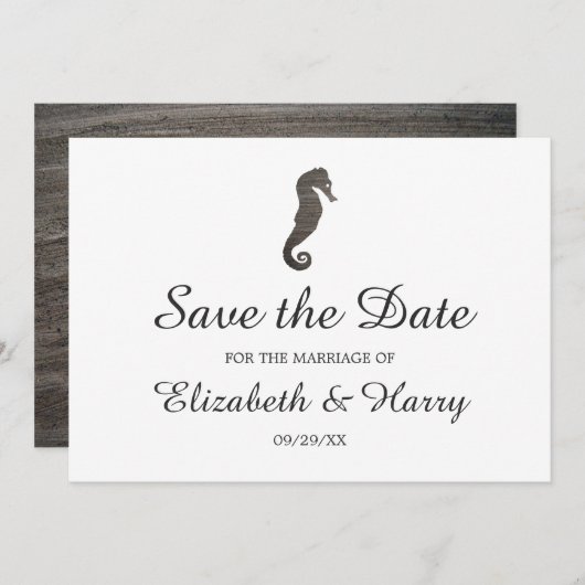 Clay Seahorse Beach Wedding Save The Date (Voorkant / Achterkant)