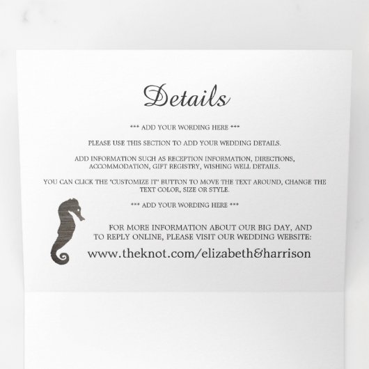 Clay Seahorse Trouwsuite Drieluik Uitnodiging (Binnenzijde eerst)