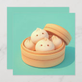 Clay Steamed Dumplings in Bamboo Steamer Postcard (Voorkant / Achterkant)
