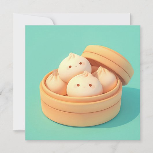 Clay Steamed Dumplings in Bamboo Steamer Postcard (Voorkant)
