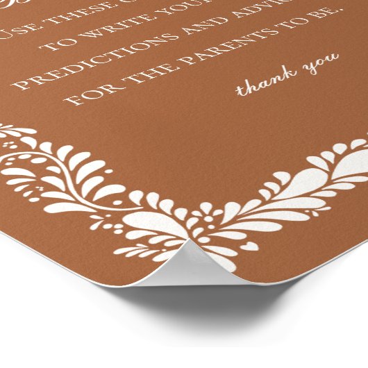 Clay Talavera Tegel Advies voor Baby shower Game Poster (Hoek)