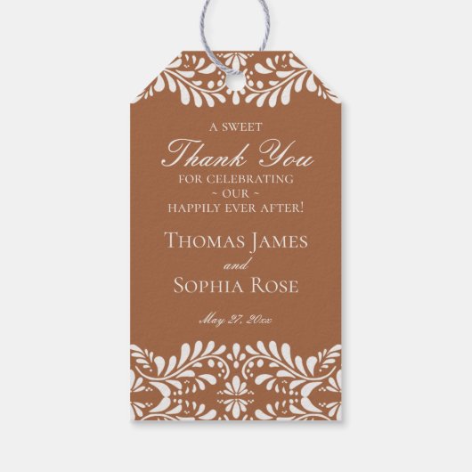 Clay Talavera Tegel Fiesta Wedding Party Favoriete Cadeaulabel (Achterkant)