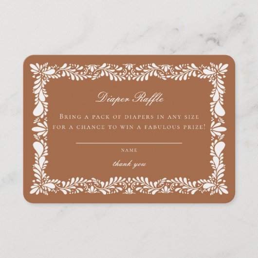 Clay Talavera Tegel Luier Raffle Invitation Insert Informatiekaartje (Voorkant)