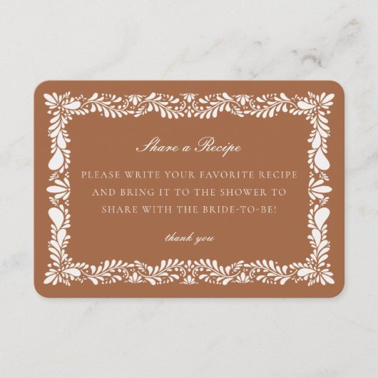 Clay Talavera Tegel Share Recept Uitnodiging Invoe Informatiekaartje (Voorkant)