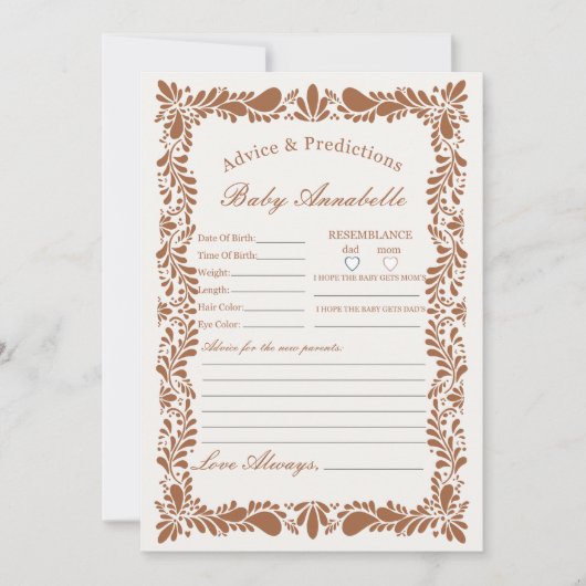 Clay Talavera Tegel Spaans advies voor Baby Kaart (Voorkant)