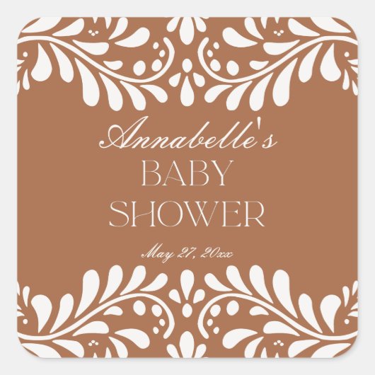 Clay Talavera Tegel Spaans Fiesta Baby shower Vierkante Sticker (Voorkant)