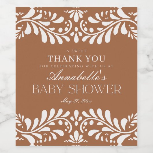 Clay Talavera Tegel Spaans Fiesta Baby shower Wijn Etiket (Enkel label)