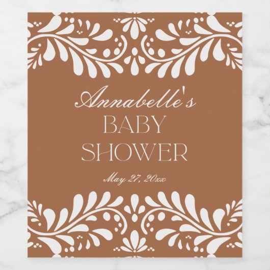 Clay Talavera Tegel Spaans Fiesta Baby shower Wijn Etiket (Enkel label)