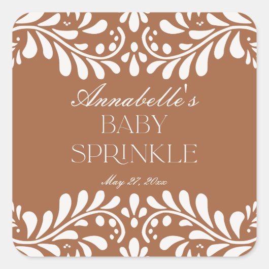 Clay Talavera Tegel Spaans Fiesta Baby Sprinkle Vierkante Sticker (Voorkant)