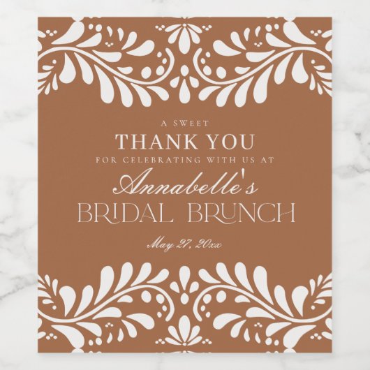 Clay Talavera Tegel Spaans Fiesta Bruidsbrunch Wijn Etiket (Enkel label)