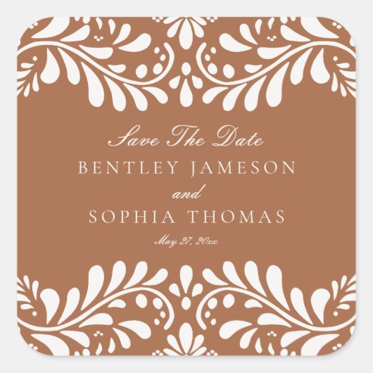 Clay Talavera Tegel Spaans Fiesta bruiloft envelop Vierkante Sticker (Voorkant)