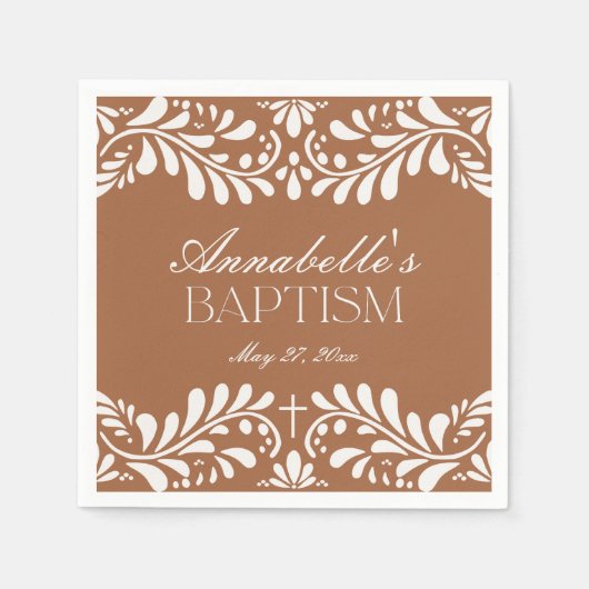 Clay Talavera Tegel Spaans Fiesta Doopsel Servet (Voorkant)