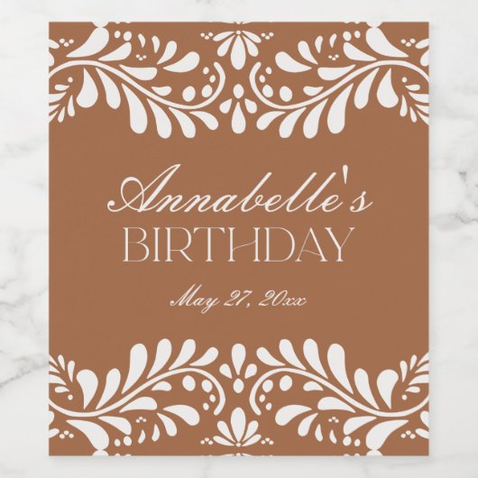 Clay Talavera Tegel Spaans Fiesta verjaardag Wijn Etiket (Enkel label)