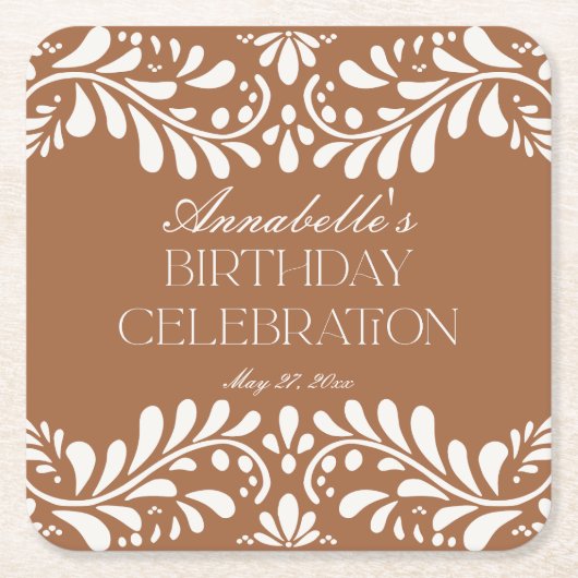 Clay Talavera Tegel Spaans Fiesta verjaardagsfeest Kartonnen Onderzetters (Voorkant)