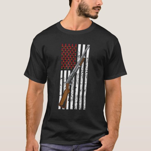 Clay Target Shooting Usa Shotgun Flag Shotgun Cart T-shirt (Voorkant)