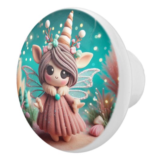 Clay Unicorn Angel Keramische Knop (Rechts)