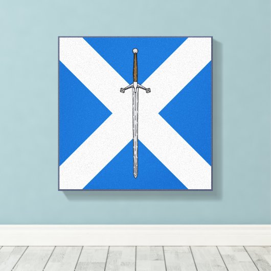 Claymore en Saltire Canvas Afdruk (Insitu (Houten vloer))