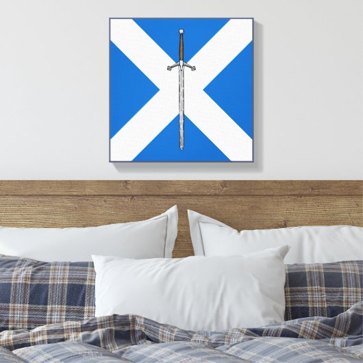 Claymore en Saltire Canvas Afdruk (Insitu (Slaapkamer))