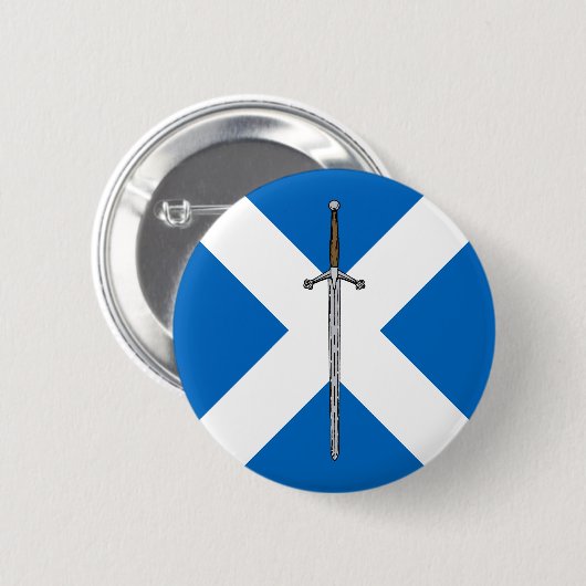 Claymore en Saltire Ronde Button 5,7 Cm (Voorkant /achterkant)