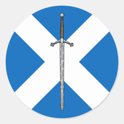 Claymore en Saltire Ronde Sticker (Voorkant)