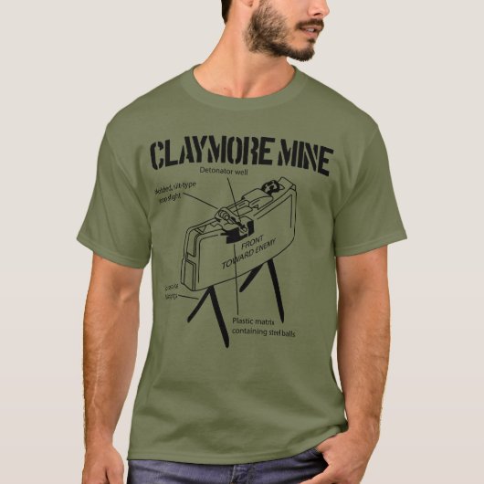 Claymore Mine Schematic Front naar de vijand T-shirt (Voorkant)
