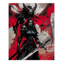 Claymore Poster Dark Fantasy Warrior Gothic Woman