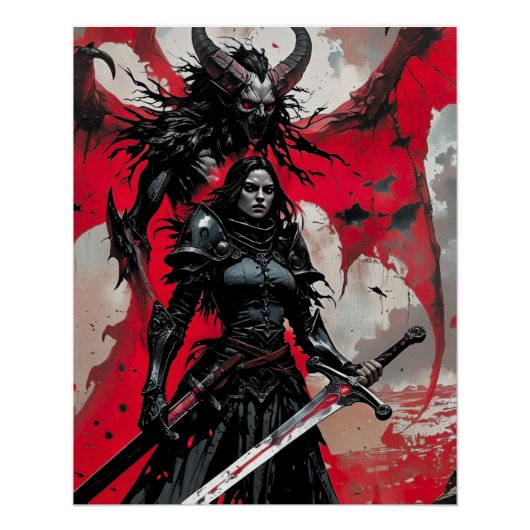 Claymore Poster Dark Fantasy Warrior Gothic Woman (Voorkant)
