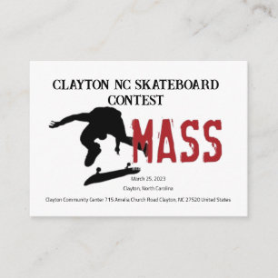 Clayton NC Skateboard Contest INVITATION Informatiekaartje