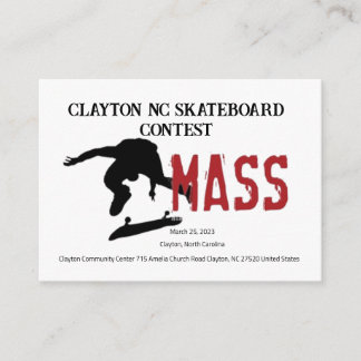 Clayton NC Skateboard Contest INVITATION Informatiekaartje