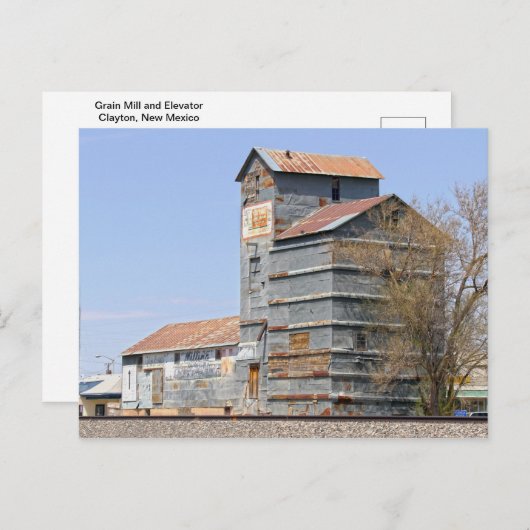 Clayton, New Mexico, Grain Mill en Elevator Briefkaart (Voorkant / Achterkant)