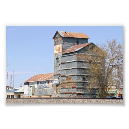 Clayton, New Mexico, Grain Mill en Elevator Foto Afdruk (Voorkant)