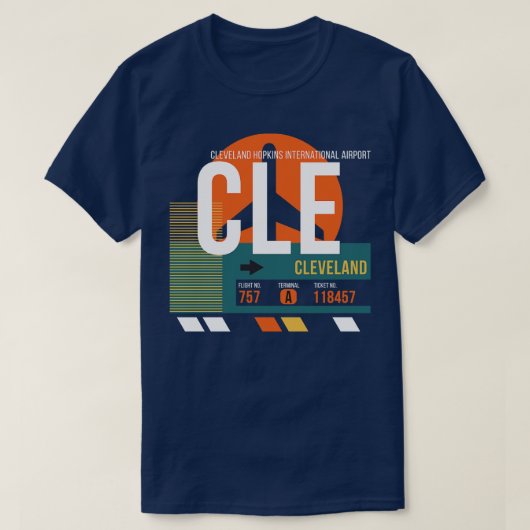 CLE Airport Code Bagage Label T-shirt (Design voorkant)