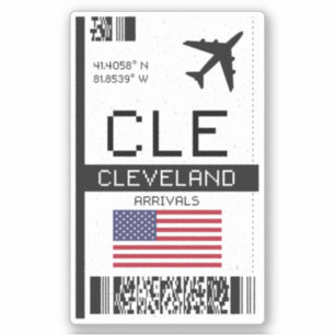 CLE Cleveland, Ohio Boarding Pass - Reizen naar de Sticker