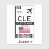 CLE Cleveland, Ohio Boarding Pass - Reizen naar de Sticker (Vel)