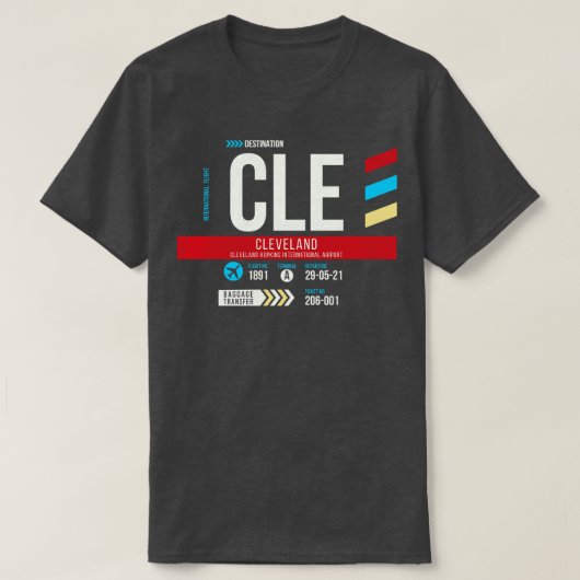 CLE luchthavencode Bagage Label 1 T-shirt (Design voorkant)