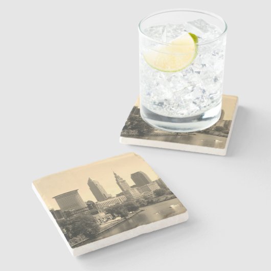 CLE Riverview Skyline Stenen Onderzetter (Zijkant)